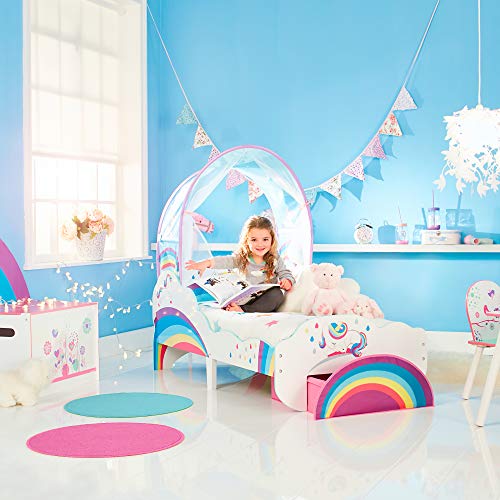 HelloHome 509RBW Unicorn Rainbow Toddler Bed With Storage And Canopy Multi (1 Bed) - Image 5