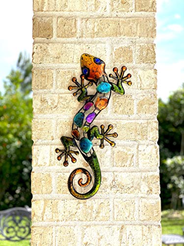 Lizard Decor Colorful Metal Home Garden Yard Wall Art Sculptures Indoor Outdoor 18" X 8" #TOP1
