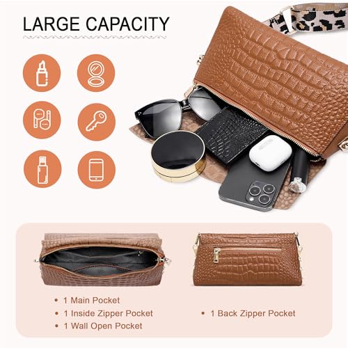 Image of BOYATU Genuine Leather Shoulder Bag Women: Handmade Crocodile Pattern Purse