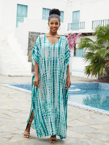 Image of Kaftan Dresses for Women Plus Size Bathing Suit Cover up Caftan Maxi Beach Dresses