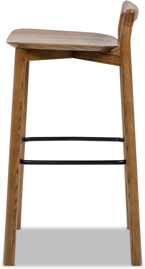 Jennifer Taylor Home Sven 30" Modern Minimalist Low Back Wood Barstool, Dark Brown Walnut Ash Wood