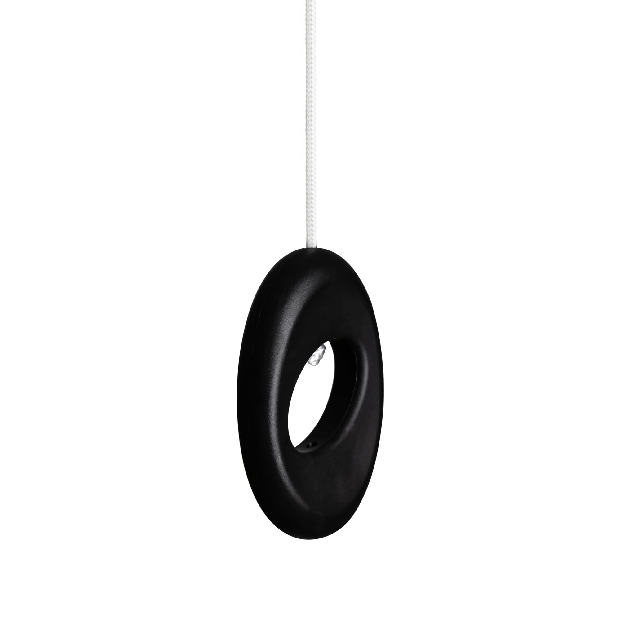 sleeklight Bathroom Light Pull Handle, Cord and Connector. Contemporary Unique Design. Black or Silver with Choice of Cord Colour. (Black Handle White Cord)