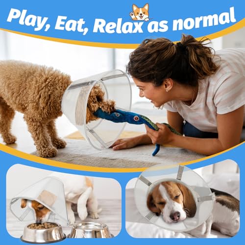 Image of Dog Cone Collar to Stop Licking, Soft Mesh Recovery Collar After Surgery with Liner, Elizabeth Cone Alternative for Medium and Large Dogs, for Surgery, Spay, Neuter, Wound Care,S,Apricot