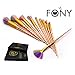 FONY Unicorn Makeup Brushes 10 Pcs Professional Makeup Brush Set, Multicolor Premium Silky Soft Synthetic Bristles with Alicorn Handle Cosmetics Brush Kit (10,Golden)