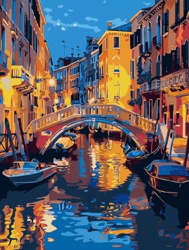 Peinture numéro adulte rivière et ville kit de coloriage acrylique sur toile 100x130cm