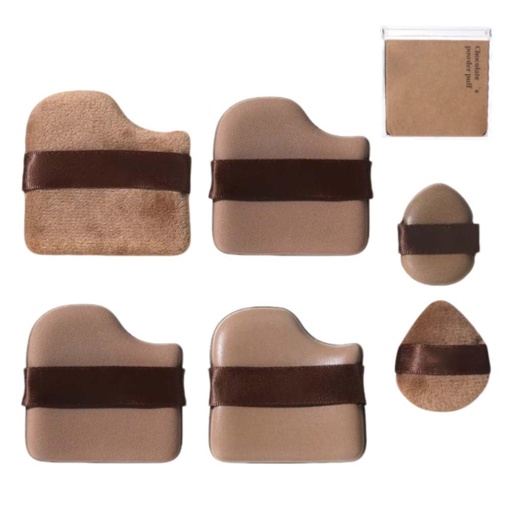 Chocolate Color Quick Makeup Foundation Puff Set:1 Box of 6 PCS Foundation Sponge Puff Cushion Puff Mini Powder Puff Collection (6pcs)