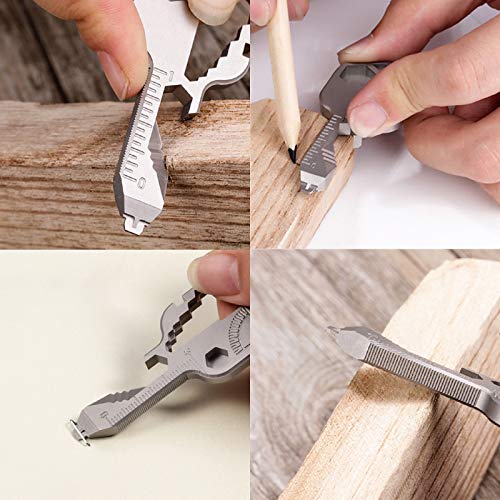 24 in 1 Multi-Tool Key，Key Pocket Tool for Universal Gadget Functions，Stainless Steel Keychain Multi-Tools for Screwdriver, Bottle Opener, Drill Driver, Box Cutter, Wrench, Ruler - Thumbnail 6