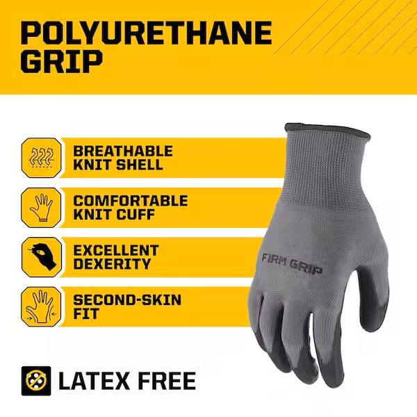 Large General Purpose Polyurethane Grip Work Gloves (12-Pack)