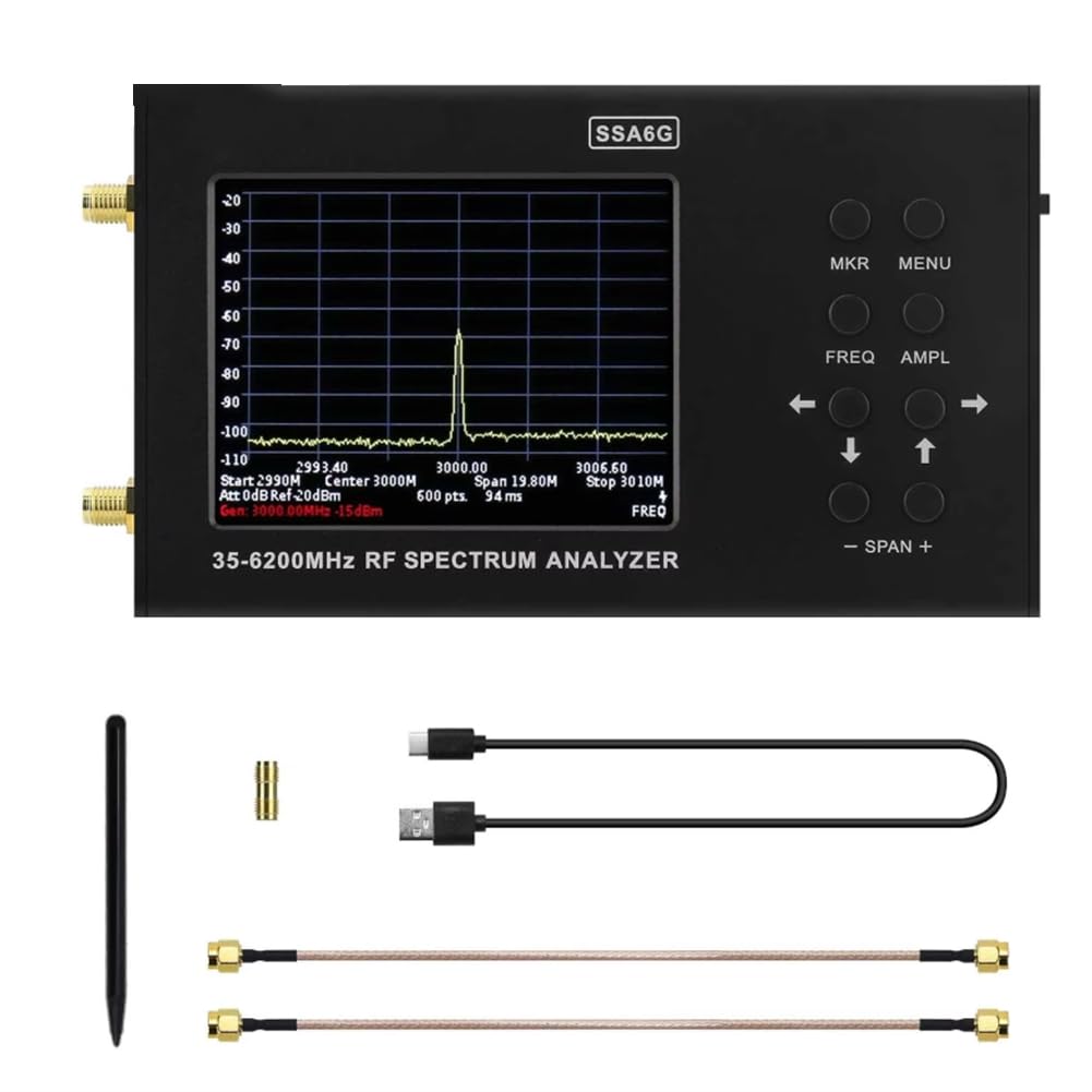 Analizador de Espectro RF SSA6G 35 MHz-6200 MHz Multímetro de RF Explorador de Espectro con Pantalla Táctil Analizador Panorámico Portátil