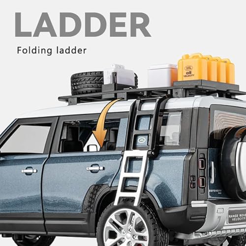 Image of Die-Cast Zinc Alloy 1:24 Scale Defender Camping【Large】 with 6 Openable Doors,Lights & Music. (Blue)