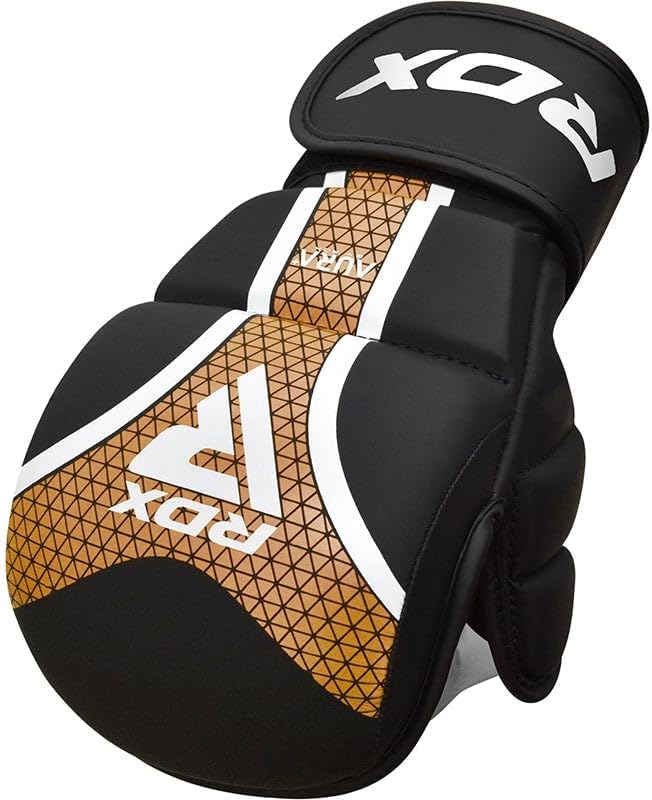 RDX MMA Gloves Sparring Grappling, Maya Hide Leather Wrist Support, Cage Fighting Combat Sports Boxing Glove Training, Muay Thai, Punching Bag Kickboxing