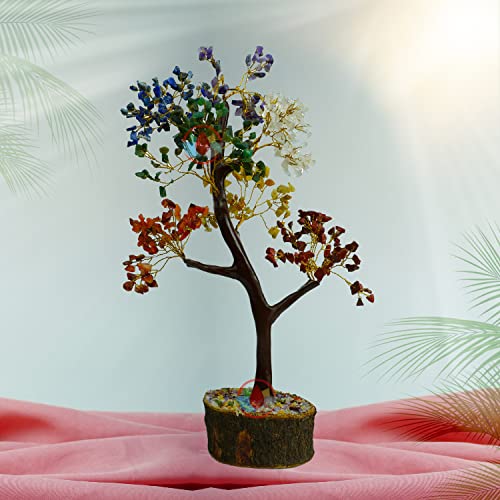 Image of REMEDYWALA Charged Energized Seven Chakra Crystal Tree for Reiki Healing, Seven Chakra Crystal Tree Showpiece for Good Luck Home Decor, Gemstone Tree Box, Money Tree Box (500 Beads)