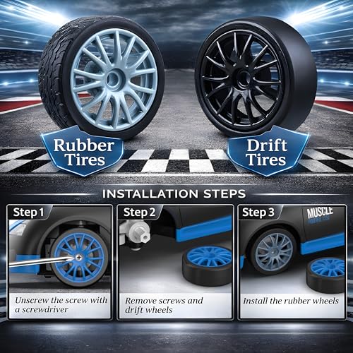 Image of Remote Control Car RC Drift Car 2.4GHz 1:24 Scale 4WD 15KM /H High Speed Model Vehicle with LED Lights Drifting Tire Racing Sport Toy Car for Adults Boys Girls Kids Gift