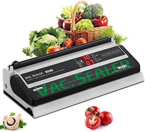 Commercial Vacuum Sealer Machine For Food Packaging Starter Kit, BOURGE CHEF BC-MS4OO 15.8" Vac 2-in-1, Automatic & Manual Modes, Dry & Moist Sealing Design, With Compact Cutter Safety, Led Light, Can Be Used With All Food Saver Bags