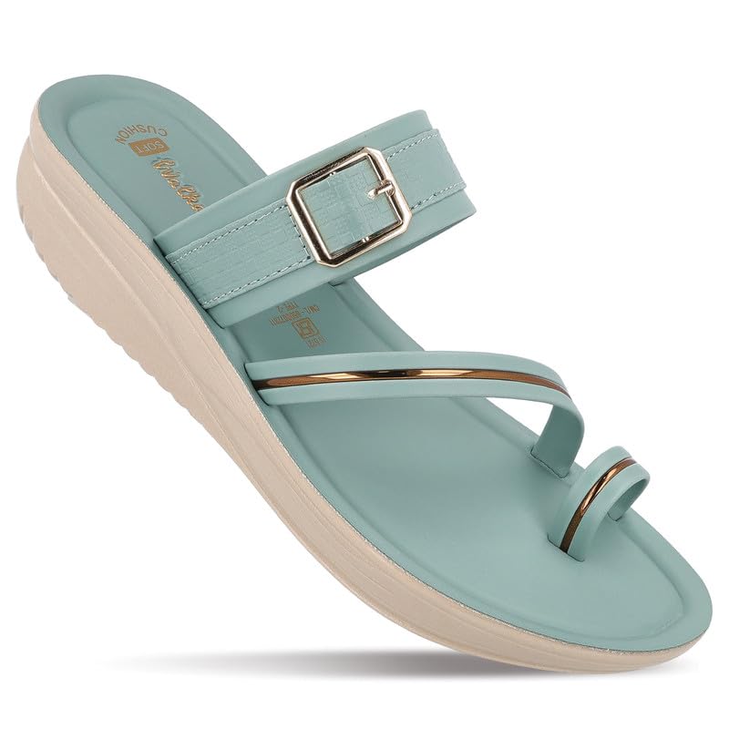 Image of WALKAROO Women's Comfort Toe-Post Sandals |Cushioned Sole, Adjustable Buckle Strap, Soft Footbed, Lightweight PU Sole |Comfortable for Walking,Travel,Office & all day use WLR72032