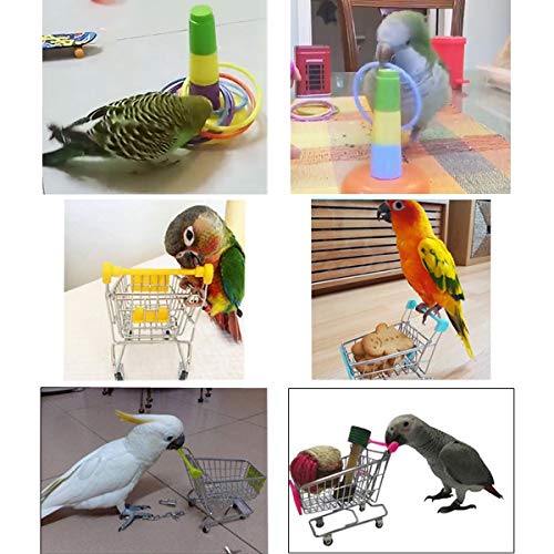 3PCS Parrot Toys Mini Shopping Cart Training Rings Skateboard Stand Perch for Budgie Parakeet Cockatiel Conure Lovebird - Image 6