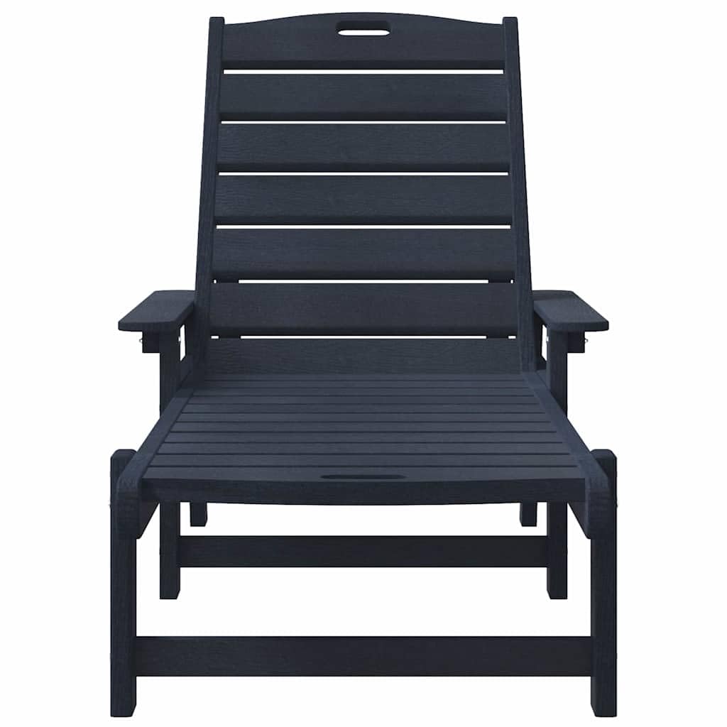 Set di 2 lettini prendisole blu navy, 195,5 x 53 x 98,5 cm, in polietilene, robusto lettino relax con schienale regolabile, per giardino, terrazza e piscina