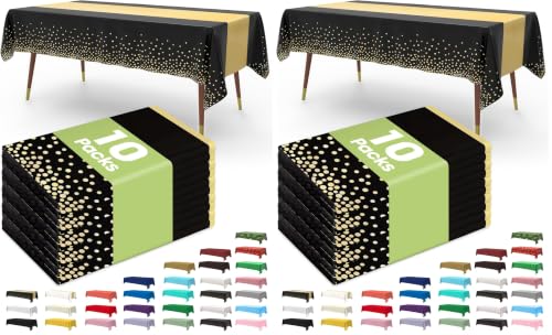 Image of Pureegg Plastic Table Cloth Disposable 54x108 Inch 20 Pack, Black Gold