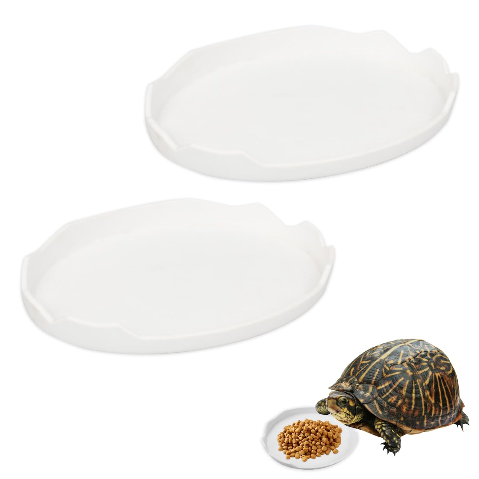nalaina 爬虫類水皿【2個セット】 爬虫類用 えさ皿 餌入れ 食器 爬虫類 水 ボウル 両生類水飲み皿 水飲みボウル ウォーターディッシュ 亀/トカゲ/蛇に適用 給餌ボウル