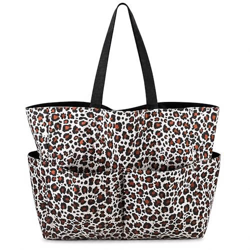 FZSECRIU Sac de plage femme léopard (45x38x17 cm), Grand sac de plage XXL extra large famille,...