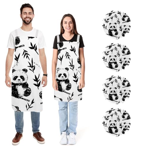 Tablier en bambou imperméable pour cuisiner en famille avec poches