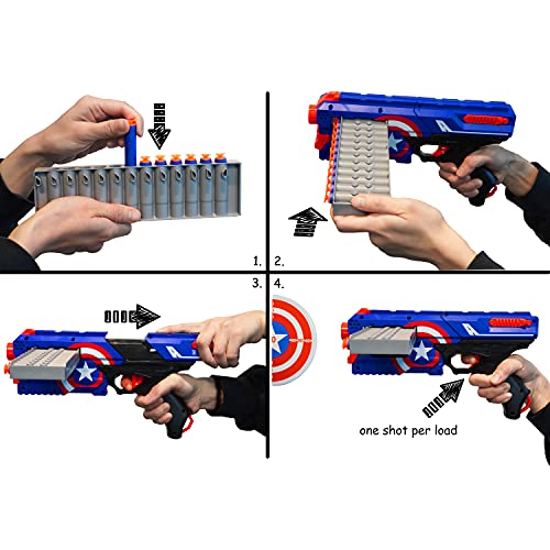 Land Warrior Kids Blaster With 2 Cartridges, 1 Plate Target, 2 Cylinder Targets And 40 Foam Suction Darts - Safe, Durable And Easy To Load - Perfect Toy For Indoor/Outdoor Play And Backyard Games #TOP3