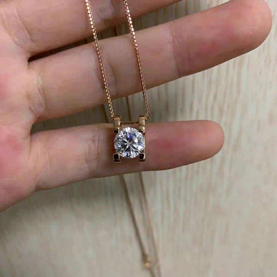 Amazon.co.jp: ダイアネックレス 一粒モアサナイト K18イエロー