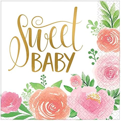 Amscan International- Servilletas de Almuerzo de 2 Capas para bebé floral-16 Piezas Cover
