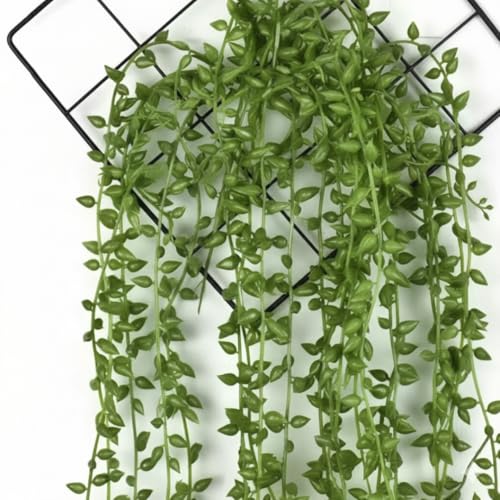Image of Artificial Vines Fake Greenery Garland Willow Leaves Faux Hanging Plants Trailing Weeping Ivy Drooping Hanging Vines Faux Plants Realistic Home Office Christmas Holiday Decor (1, Design1)