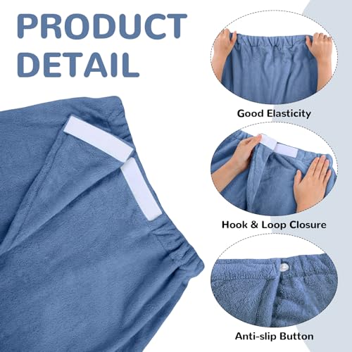 Image of Cuffbow 3 Pcs Towel Wrap for Women Spa Body Robe Full Length Female Bath Shower with Adjustable Closure Elastic Top Plush