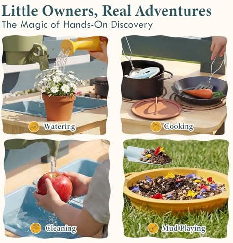 Lehoo Castle Mud Kitchen for Kids Outdoor, Wooden Play Kitchen Outdoor Fun — view 3