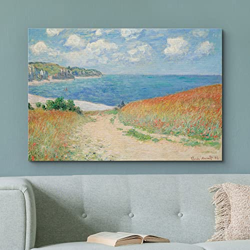 Wall26 Canvas Print Wall Art Path Through The Corn At Pourville By Claude Monet Historic Cultural Illustrations Impressionism Scenic Colorful Multicolor For Living Room, Bedroom, Office - 32"X48" #TOP1
