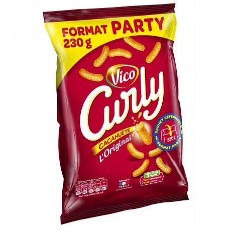 CURLY - Curly Cacahuete Format Party 230G - Lot De 4 - livraison offerte