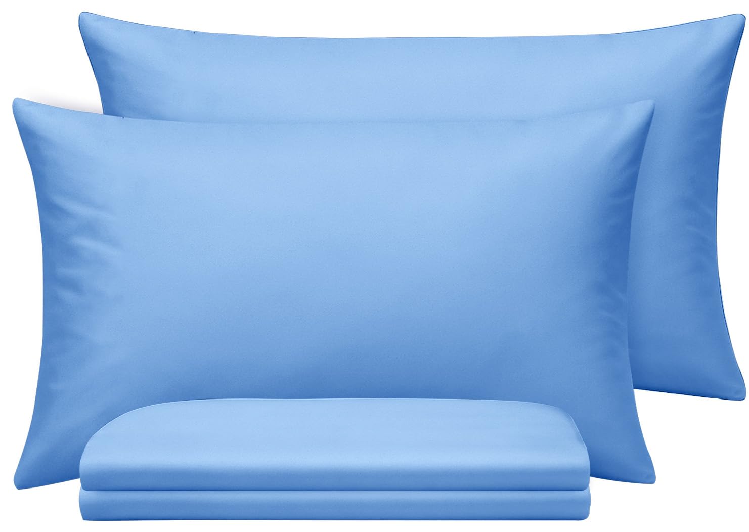 BedLooms Sky Blue Pillow Cases 4 Pack Standard Size Brushed Microfiber Super Soft Pillowcases with Envelope Closure, House Wife Pillow Covers Hypoallergenic