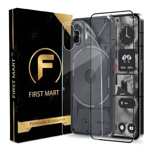 Image of FIRST MART Front Tempered Glass and Back Nano Membrane for Nothing Phone 2 with Installation Kit | Edge-to-Edge, Scratch Resistant, Case-Friendly | Black