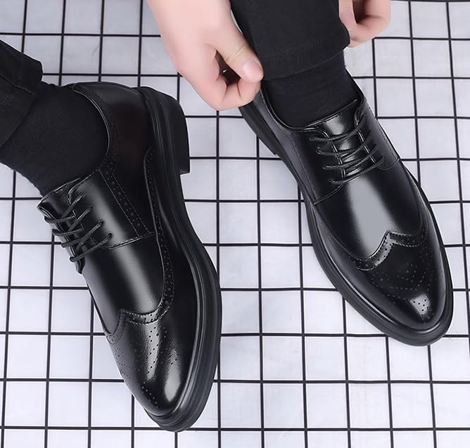 Men's Dress Shoes Mens Dressy Suit Tuxedo Shoes Prom Business Lace Up Derby Shoes Retro Comfortable Increasing Non-Slip Softsole Walking Oxford Shoes3