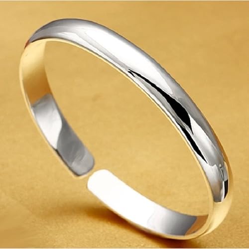 Jeolory Shiny Cute 925 Silver Plated Simple C-Shape Open Cuff Adjustable Wrist Bracelet Bangle Fashion Jewelry (Silver) #TOP4