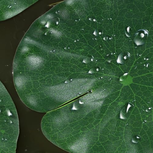 HJZHII 8 Stück Seerosen Künstlich Laub,Künstliche Seerosen Simulierte Lotusblätter Teichpflanzen Künstlich Schwimmende Schaumstoff Ornament Lilien Pads Teichdekoration Seerosenblätter für Terrasse