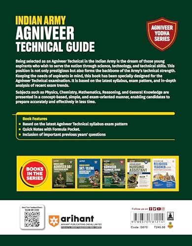 Image of Arihant Indian Army Agniveer Technical Recruitment Exam | Complete Syllabus Coverage, Chapterwise PYQs, Maths Formulas | English Medium