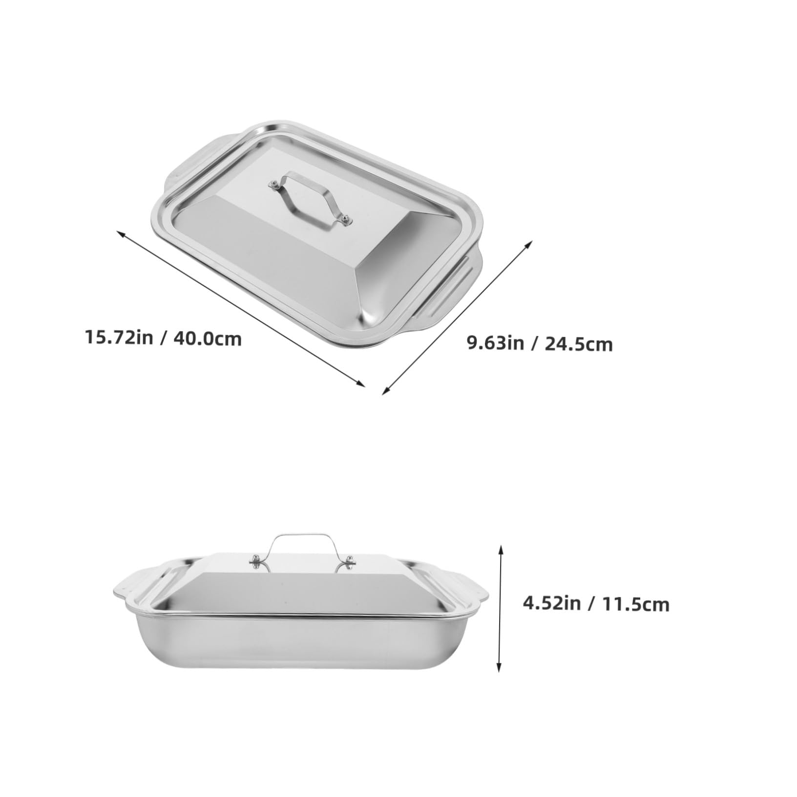 Grill Und Backblech Aus Edelstahl Mit Deckel Rechteckige Tiefe Form Für Fisch Und Fleisch Multifunktionales Bratgeschirr Für Backofen Und Grill 41x22x7,5cm