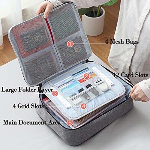 Bolsa organizadora de documentos, bolsa de almacenamiento de archivos impermeable con cerradura, portátil segura para viajes, 14.5 x 10.6 x 4 pulgadas