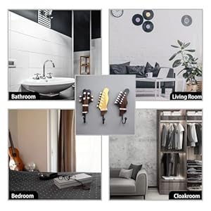 KUNGYO Vintage Guitar Shaped Decorative Hooks Rack Hangers for Hanging Clothes Coats Towels Keys Hats Metal Resin Hooks Wall Mounted Heavy Duty (3-Pack) (Guitar Hook-A) KUNGYO Vintage Guitar Shaped Decorative Hooks Rack Hangers for Hanging Clothes Coats Towels Keys Hats Metal Resin Hooks Wall Mounted Heavy Duty 3 Pack Guitar Hook A