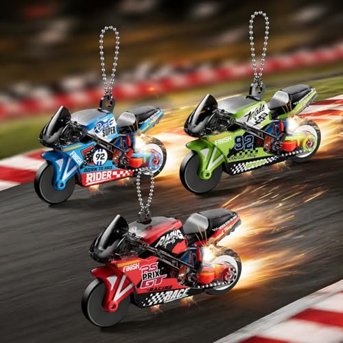 Image of P SEVEN Friction Powered Racing Motorcycle Toy with Light - Transparent Body Sports Bike Model with Inertial Drive, Red Racing Design Toy Vehicle for Kids Boys Girls Play and Gift