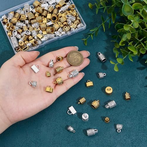Embout de cordon en métal : boucle de fermoir et tube de finition de bijoux pour lacet cuir - 4