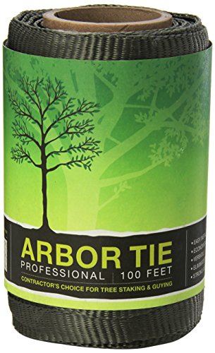 DeepRoot ArborTie Tree Straps for Staking and Guying, Flexible Tree Support Straps, Versatile Tree Rope, Tree Ties For Street Trees, Orchards, and Landscape Trees, 100’ Roll, Olive (AT 1G)
