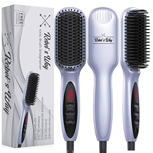 Rebel's Way Ionic Hair Brush Straightener (100V-240V)