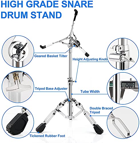 vangoa Snare-Ständer, Snare Stand, Höhe Einstellbar 46 65cm,Handpan ständer mit TragetascheBreite,Stufenlose höhen neigungsverstellung,Doppelstrebig Stativ, Gummifüße