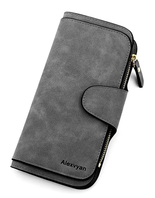 Women's Purse Wallet Organizer Female Hand Clutch Lady/Ladies/Girls Wallets Credit Card Holder (Dark Grey Long)-image-43