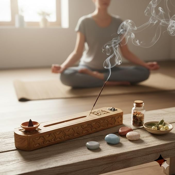Yovedu Handmade Indian Wooden Incense Burner and Storage Box with Ayurveda Vata Pitta Kapha 45 Incense 21 Cones & Ceramic Holder - Great Gift for Any Occasion 4