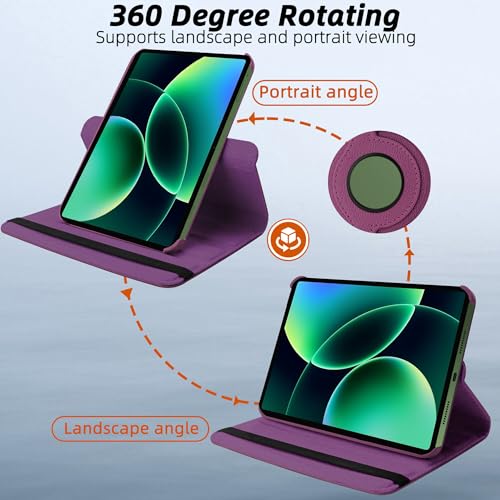 Image of TGK 360 Degree Rotating Flip Cover Case for Xiaomi Mi Pad 8 /8 Pro /Mi Pad 7 /7 Pro 11.2 inch Tablet (Purple)